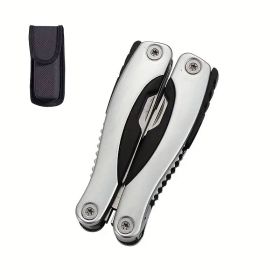 "Professional Stainless Steel Multi-Tool Pliers Set - 12-in-1 Survival Tool with Nylon Sheath" (Color: Silvery camping outdoor special)